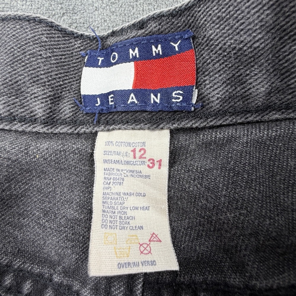 Tommy Hilfiger Jeans Mens 12 Gray Vintage Straight Leg Denim 90s Style USA Flag - Picture 9 of 10